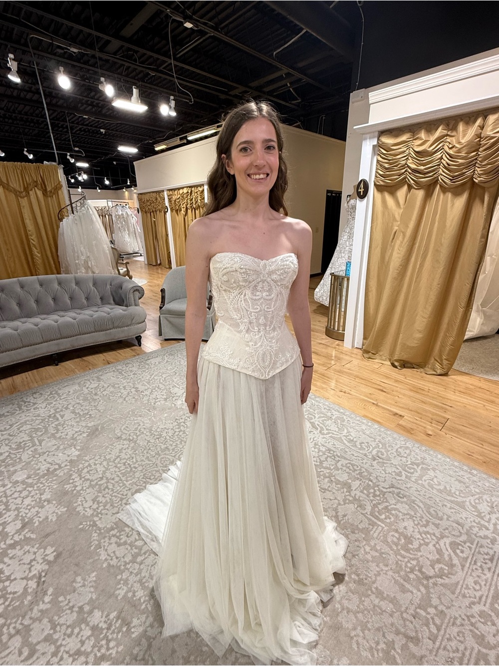 Strapless Ivory Lace Corset Wedding Dress